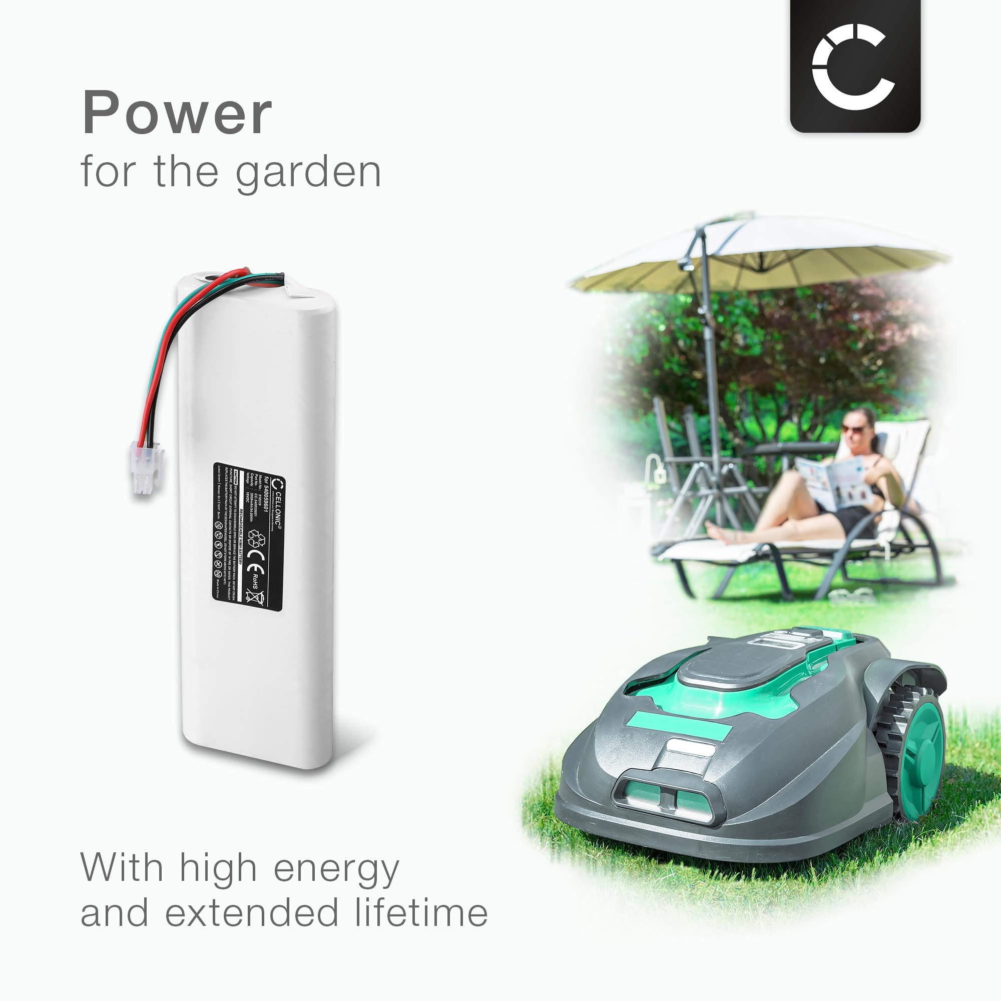 CELLONIC 1x Batería para Jardín Compatible con Husqvarna Automower 230 ACX, Automower 220 AC, Automower 220AC, 535120901 - (3000mAh, 18V)