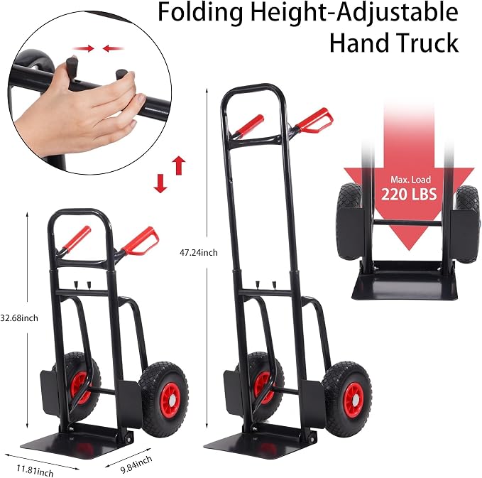 Carretilla plegable de mano Elevon con manija telescópica miniatura 3