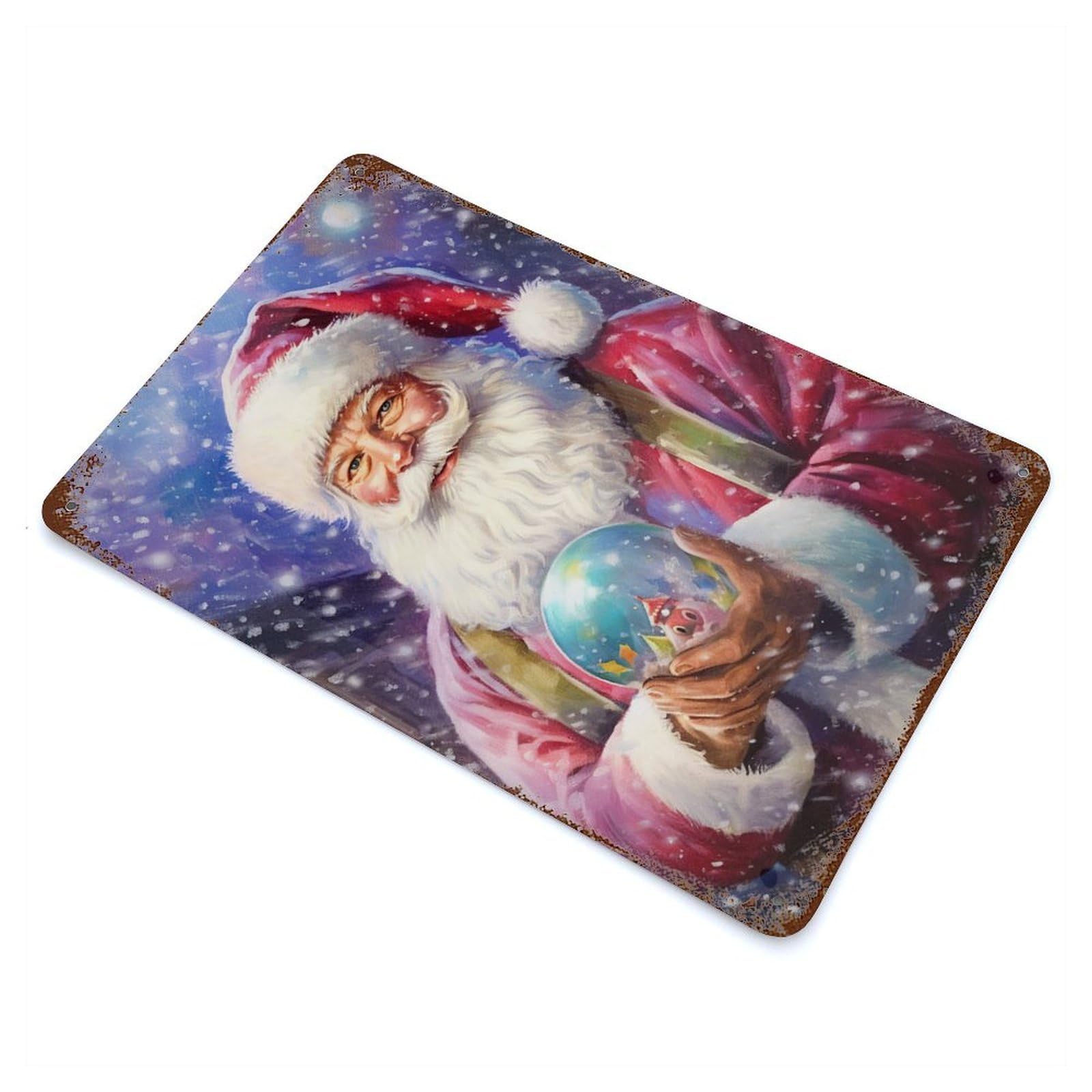 Santas Fortune Telling Weathered Tin Sign 11.8"x7.9", Classic Wall Plaque for Patio, Garden Room And Bar Decor