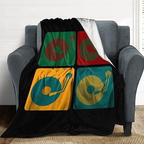 Miniatura 7 de Manta de franela antibolitas para tocadiscos, discos de vinilo musical, manta suave y acogedora para cama o sofá