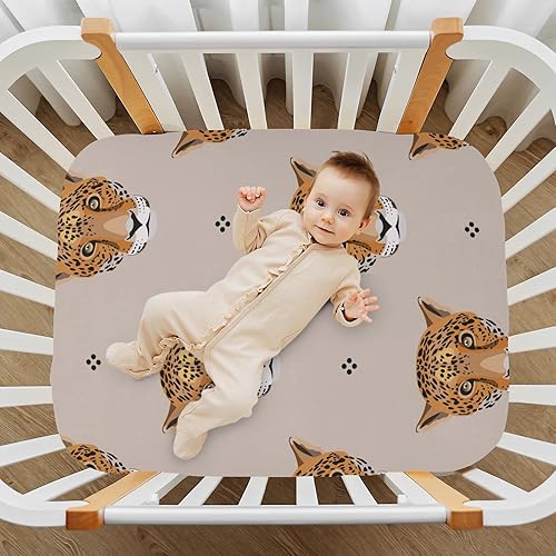 Miniatura 7 de Sábanas para cuna de bebé con estampado de leopardo y jaguar, suaves, transpirables, para recién nacidos, para todas las estaciones, colchón para