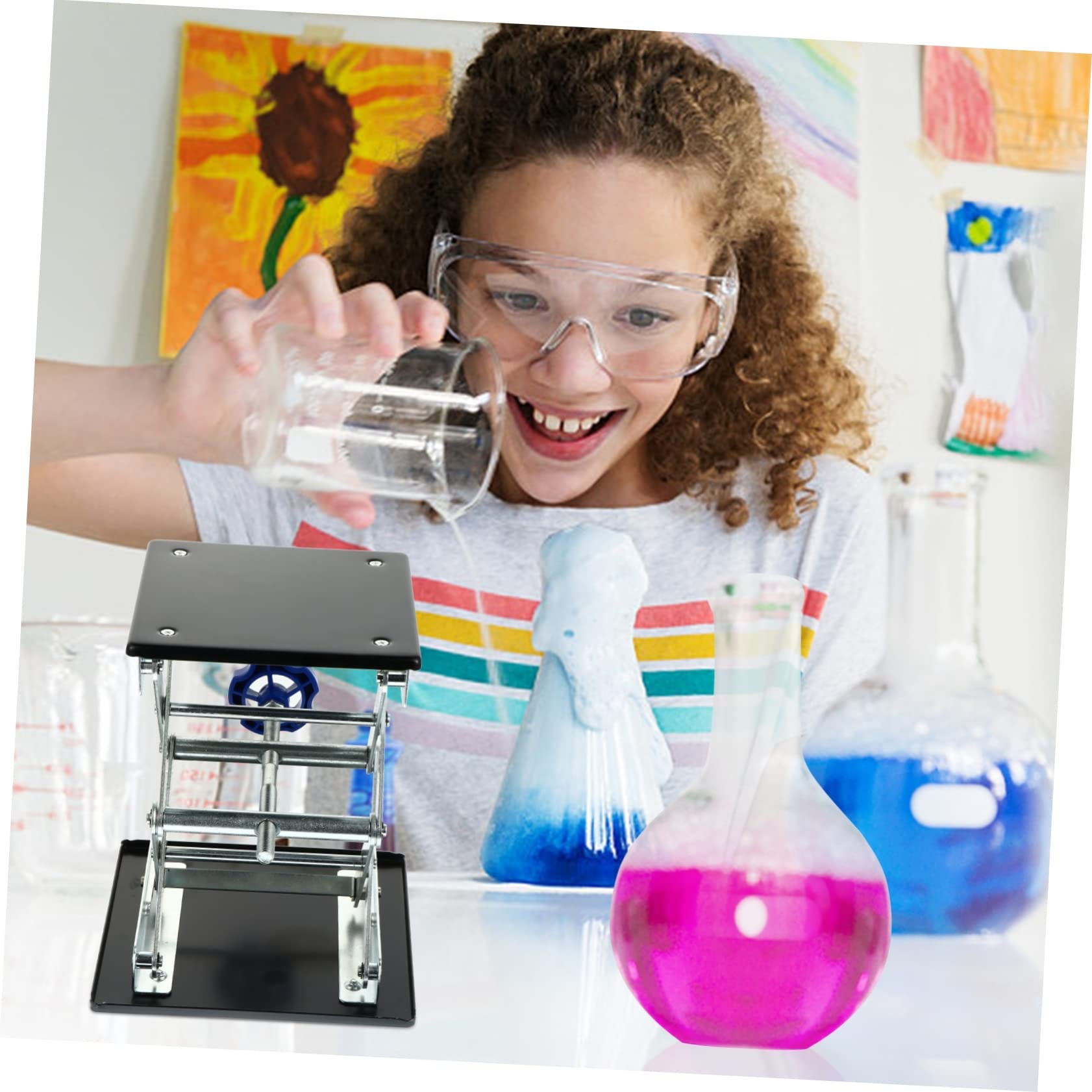 CIYODO 1pc Experimental Support Lifting Rack Lab Jack Stand Science Experiment Stand Scissor Lab Lifter Scissor Jack Lifter Lab Scissor Stand Experiment Lifting Platform Iron Black