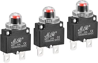 MECCANIXITY Circuit Overload Protector 20A AC125/250V DC32V Push Button Thermal Circuit Breaker for Air Compressor with Waterproof Caps 3pcs