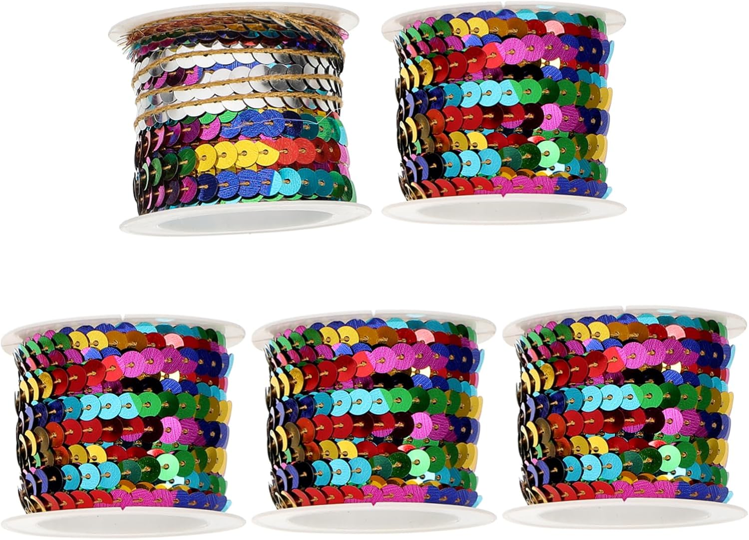 1set DIY Paillette String Flat Sequins Trim for Dress Headband Party Decorations Durable Easy to Cut for Crafts and Embellishments 5rolls