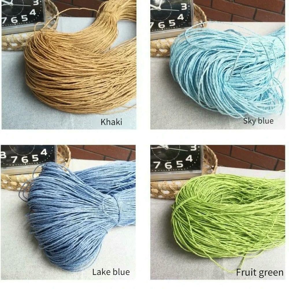 Cinta de Papel Rafia 500 g for Tejer Crochet | Hilo De Rafia Natural 1500m for Bolsos Sombreros Manualidades DIY(Khaki)