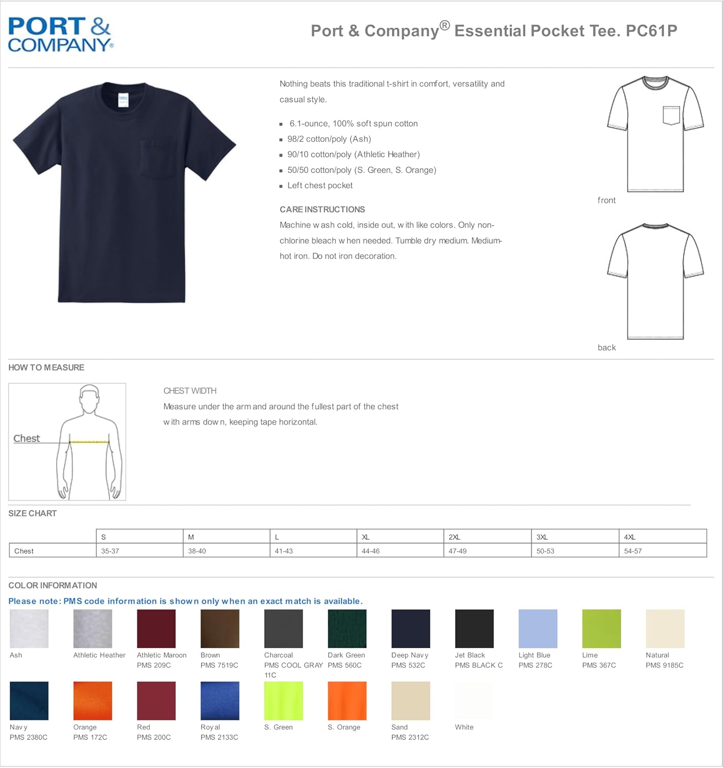 Port & Company Essential Pocket Tee-PC61P