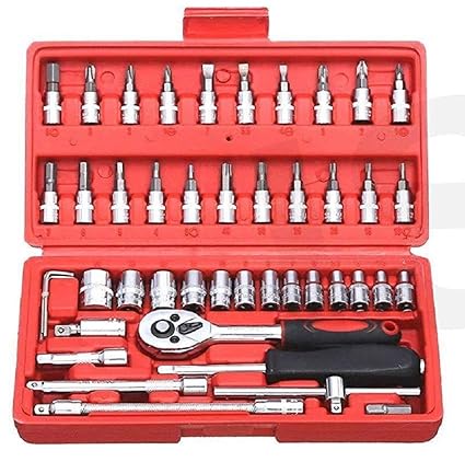 46 in 1 Pcs Tool Kit & Screwdriver and Socket Set INF-20 Multi Purpose Combination Tool Case Precision Socket Set (Color May Vary)