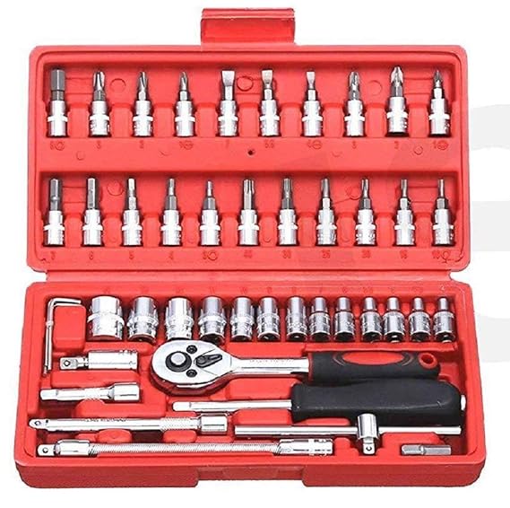 46 in 1 Pcs Tool Kit & Screwdriver and Socket Set INF-20 Multi Purpose Combination Tool Case Precision Socket Set (Color May Vary)