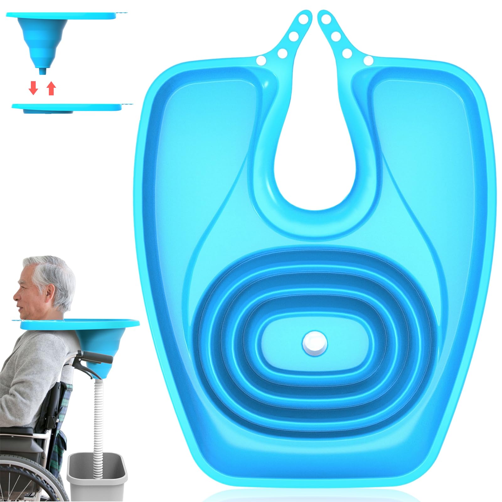 Lavabo de pelo para postrado en cama, lavamanos de champú portátil, lavamanos de pelo plegable, lavabo con drenaje para personas mayores, embarazadas, salones, niños