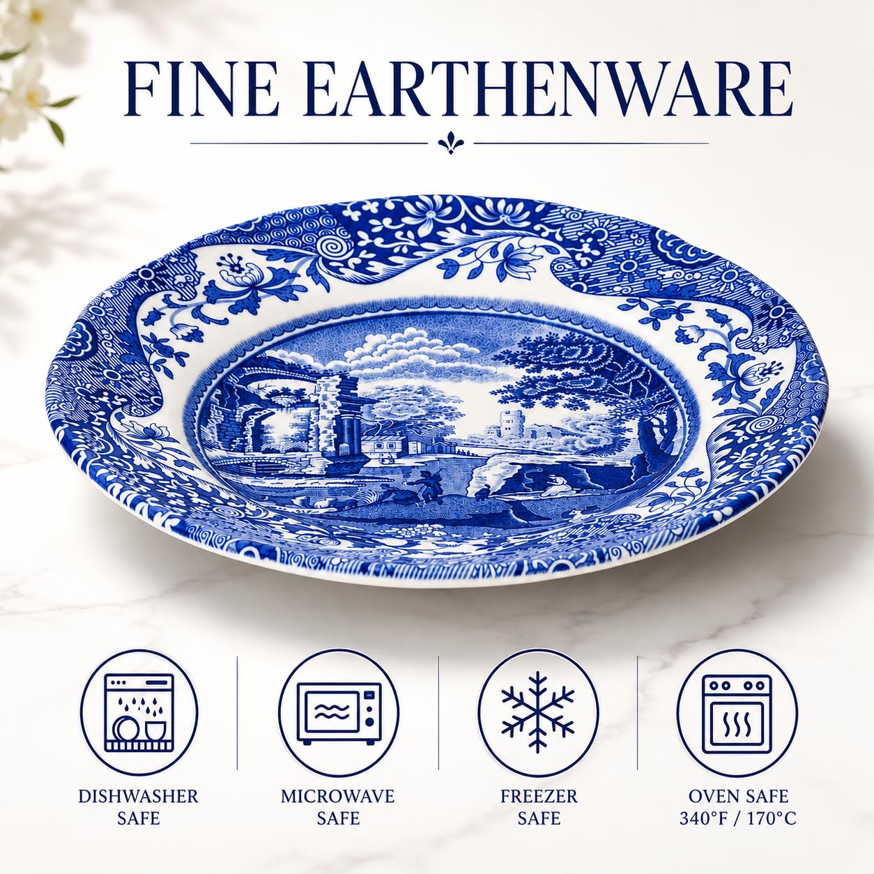 Spode Lot de 4 assiettes à pain et à beurre italiens Bleu
