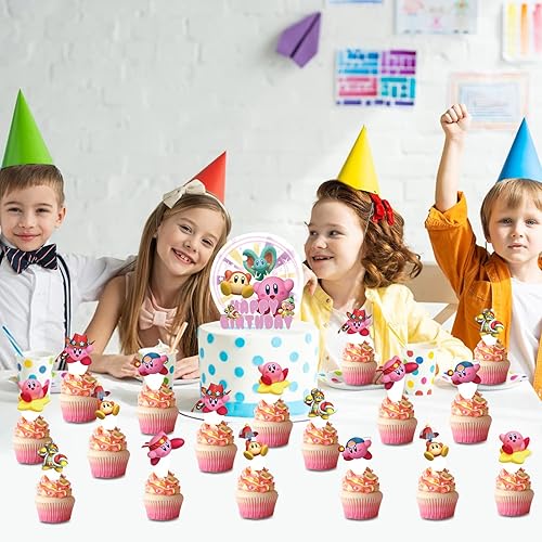 Miniatura 7 de 25 piezas de decoración de fiesta temática de Kirby-Star, decoración de fiesta de cumpleaños de Kirby-Star para niños, suministros de fiesta de