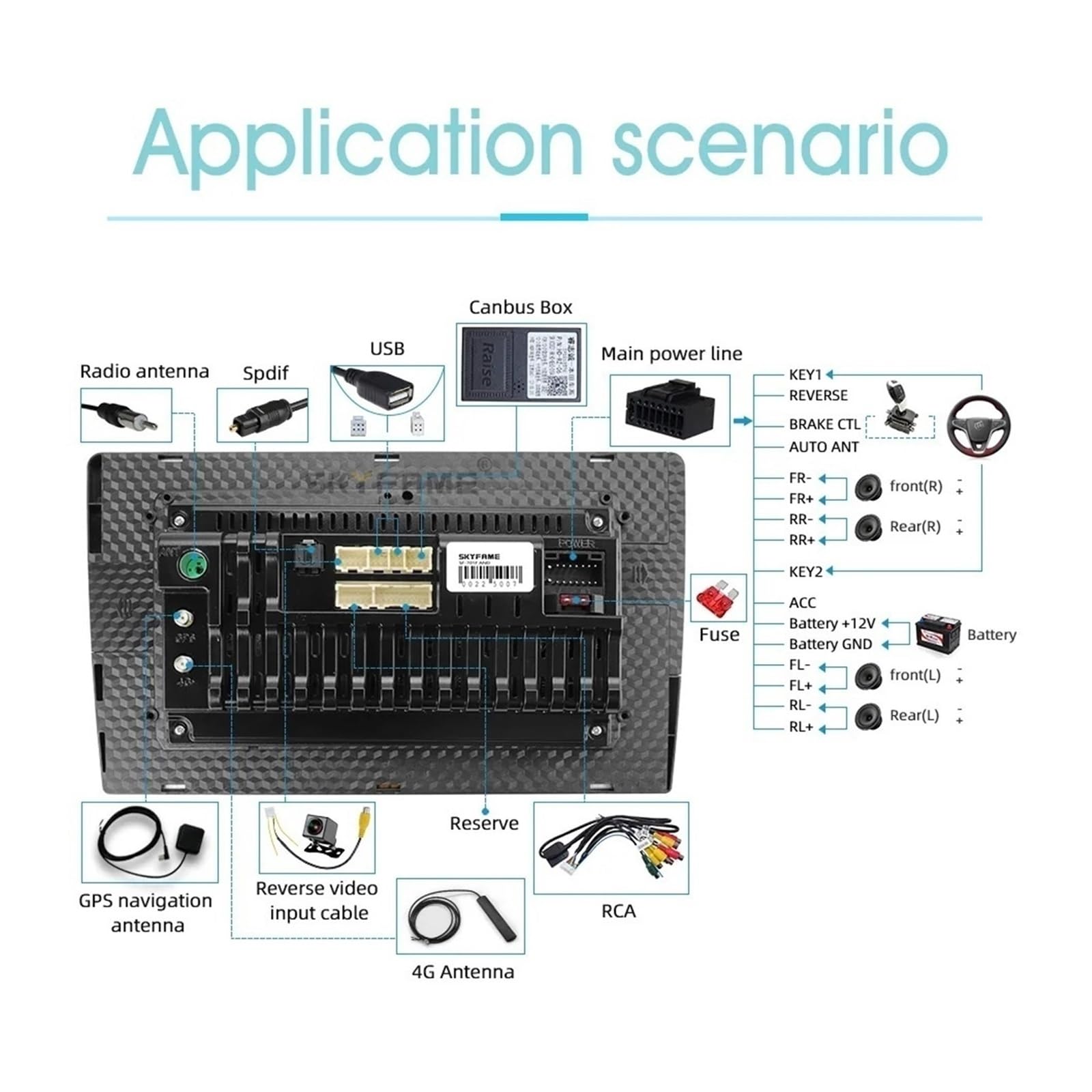 SKYFAME 16-poliger Kfz-Kabelbaum-Adapter, CAN-Bus-Box, Android-Radio-Decoder, Stromkabel, kompatibel mit Opel Astra H, Zafira B, Antara, Vectra C