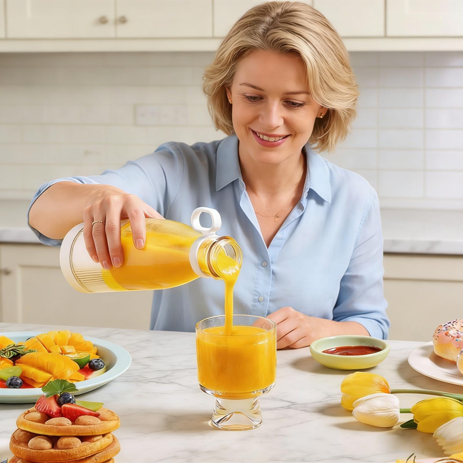 Licuadora portátil, batidora portátil, licuadora de frutas sin cables, mini exprimidor eléctrico de 420ml, mini licuadora para batidos, limpieza automática, licuadora para smoothies, jugos y batidos