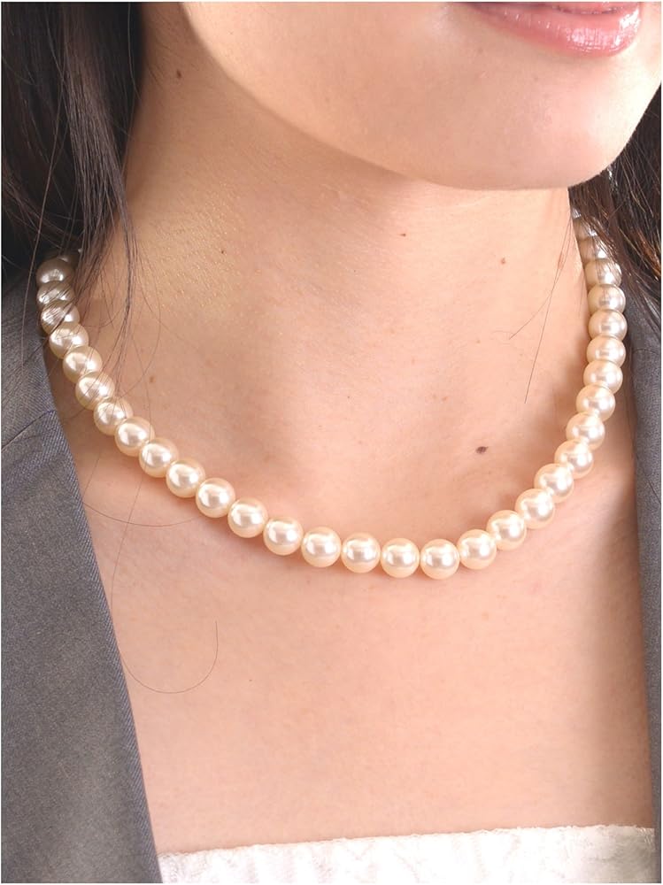 Amazon.co.jp: Made in Japan, 9mm Real Shell Pearl Necklace, 16