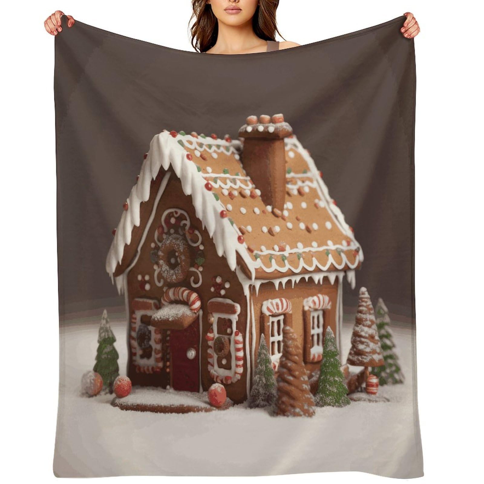 Fekiloot Style Gingerbread House Throw Blankets Camping Blanket50 X60