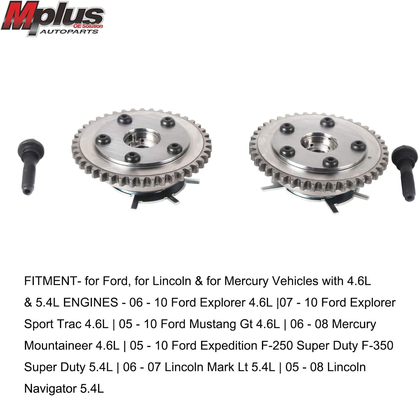 MPLUS Intake Rear Variable Camshaft Timing Cam Phaser Replace For Ford 2006 Econoline 4.6L, 2005-2014 Expedition 5.4L, 2006-2010 Explorer 4.0L, 2004-2010 F150 4.2L, 2004-2010 F150 4.6L (2 PCS)