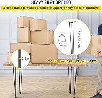 Vista 3 de VEVOR Patas de Mesa de Horquilla 18" Negro Juego de 4 Patas de Escritorio Capacidad de Carga Total de 880 libras Patas de Escritorio de Horquilla 3