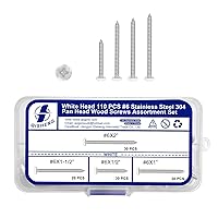 Vista 53 de QISHENG Black Head 100 PCS #4x1/4(0.25 pulgadas) Tornillos Phillips para Madera de Cabeza Redonda de Acero Inoxidable, Tornillo de Acero Inoxidable