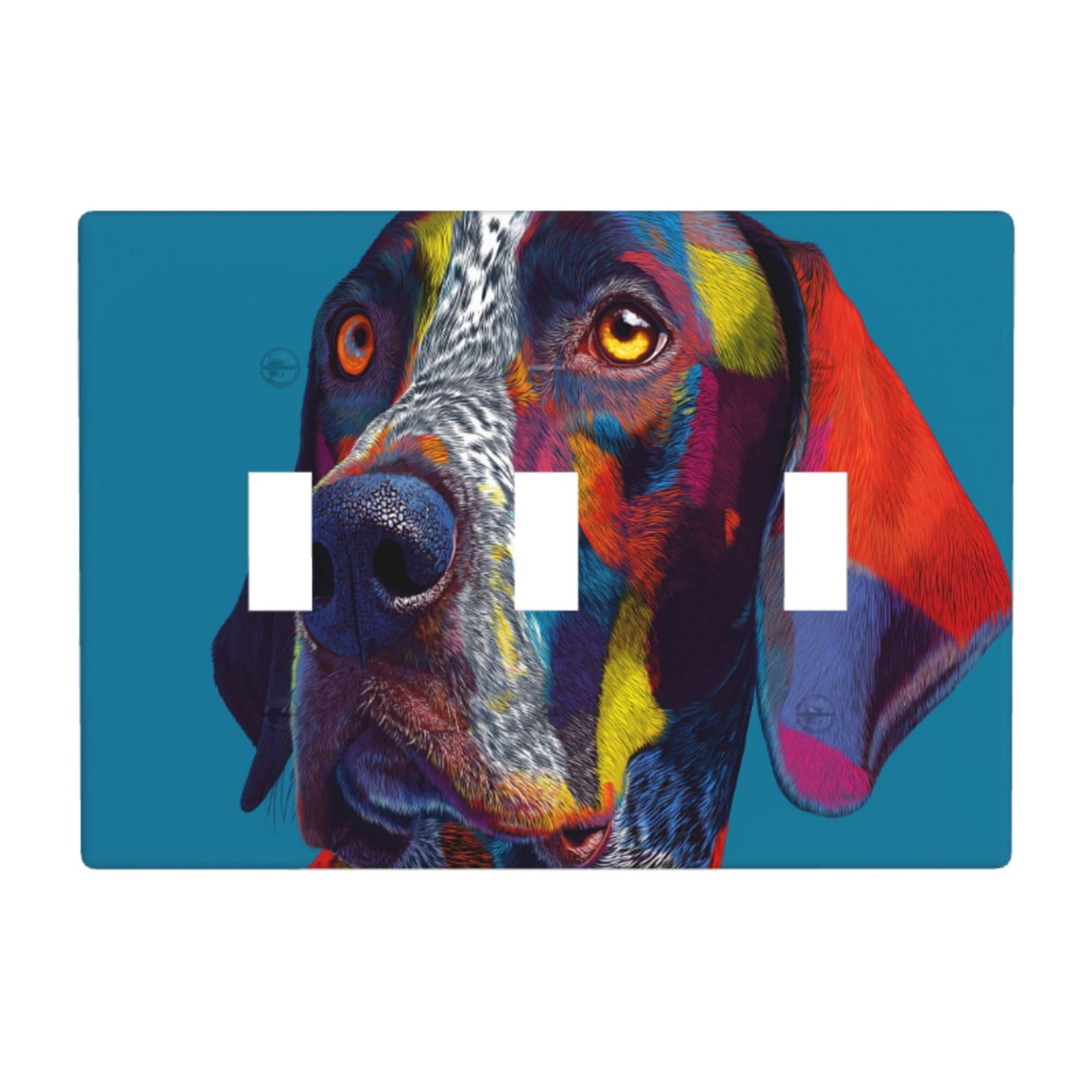 Cute Dog Abstract Light Switch Covers 3 Gang Triple Toggle Wall Plate Switchplate Electrical Faceplate for Bathroom Kitchen Bedroom Decor