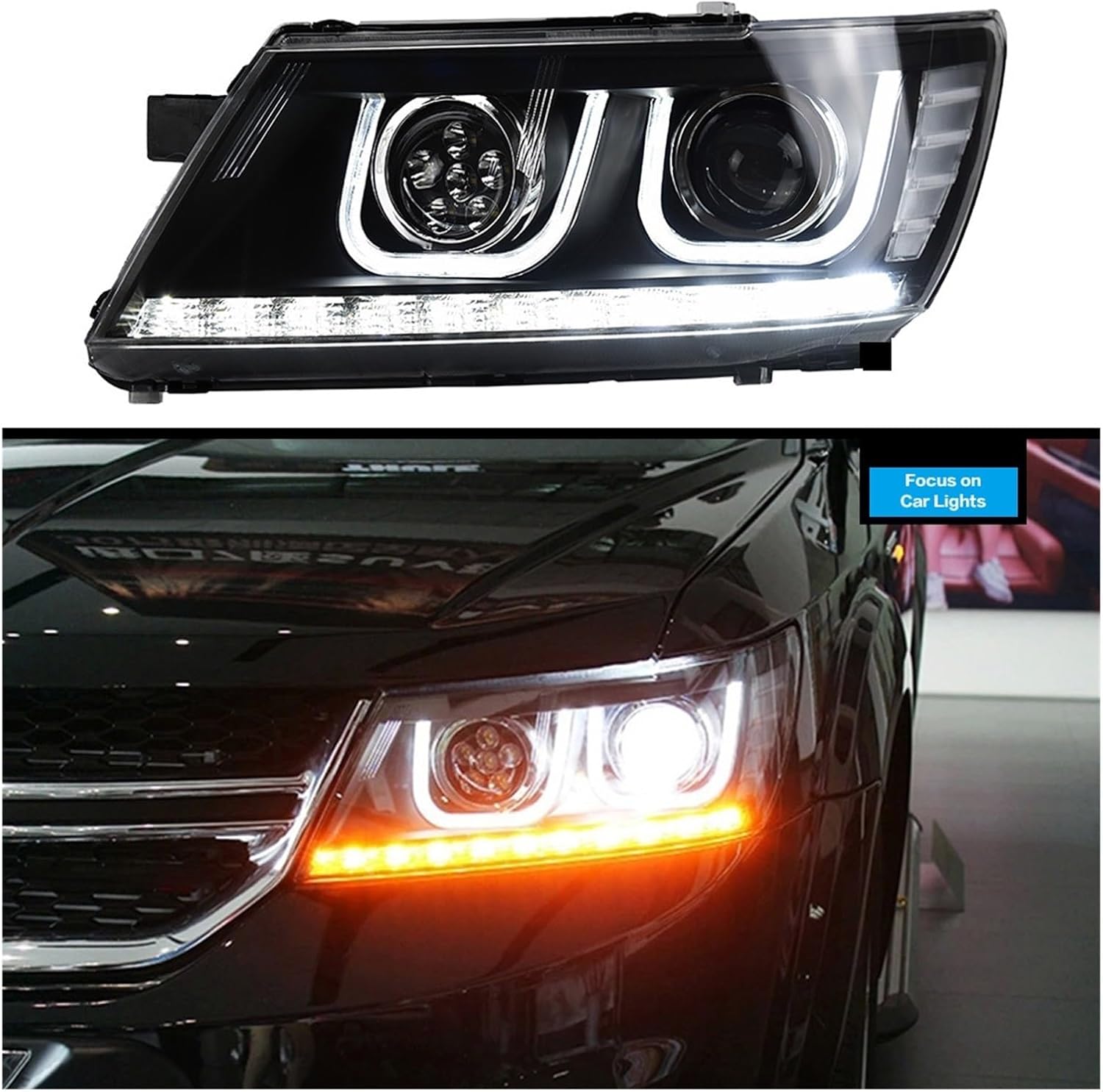 Car Front Headlight Compatible With Dodge Journey Freemont 2009-2015 LED Styling Dynamic Turn Signal Lens Automotive Accessories Assembly