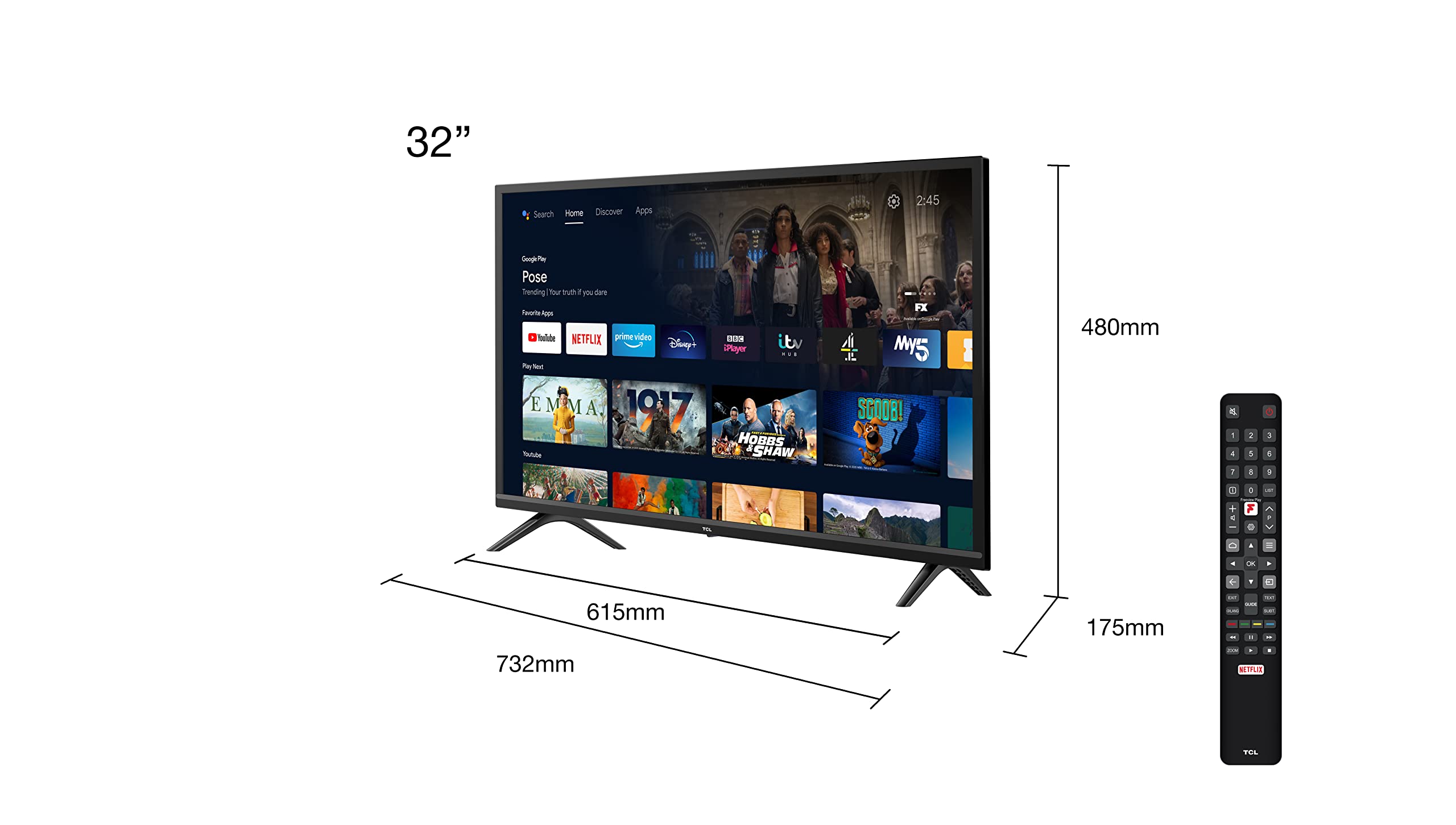 TCL 32S5200K - 32-inch HD Smart Television with Android TV - HDR