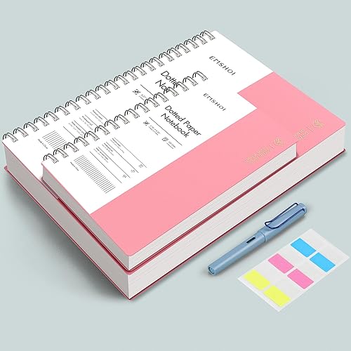 Miniatura 5 de EMSHOI Cuaderno de puntos en espiral A4, 150 hojas (300 páginas), diario de cuadrícula de puntos de 3.53 ozm, tapa blanda impermeable, diario de