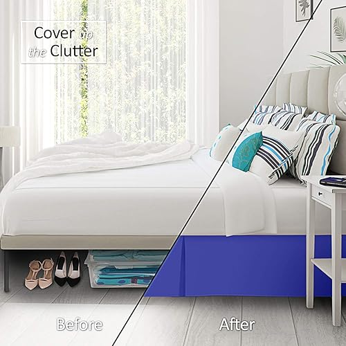 Miniatura 3 de Nestl - Falda plisada de cama de fácil ajuste, con caída a medida de 14 pulgadas, microfibra de doble cepillado, con calidad de hotel y pliegues,