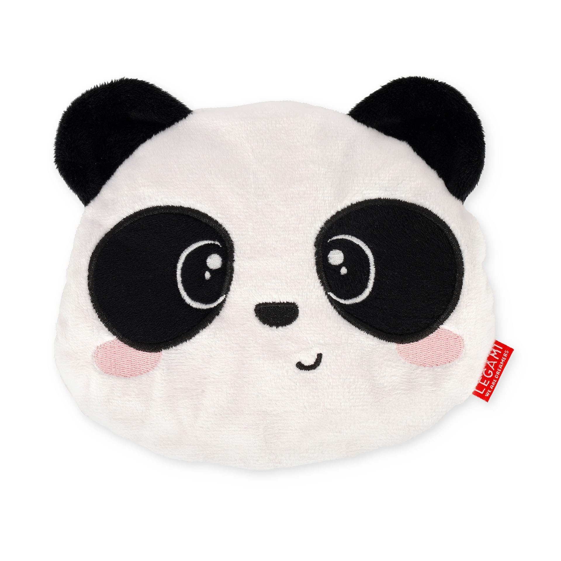 Legami - Mini Cuscino Termico con Semi di Lino, Warm Cuddles, in Semi di Lino, Profumo di Lavanda, Poliestere e Cotone, Dona Relax, Tema Panda, Uso in Microonde o in Frigo, 18 x 19 x 2,5 cm
