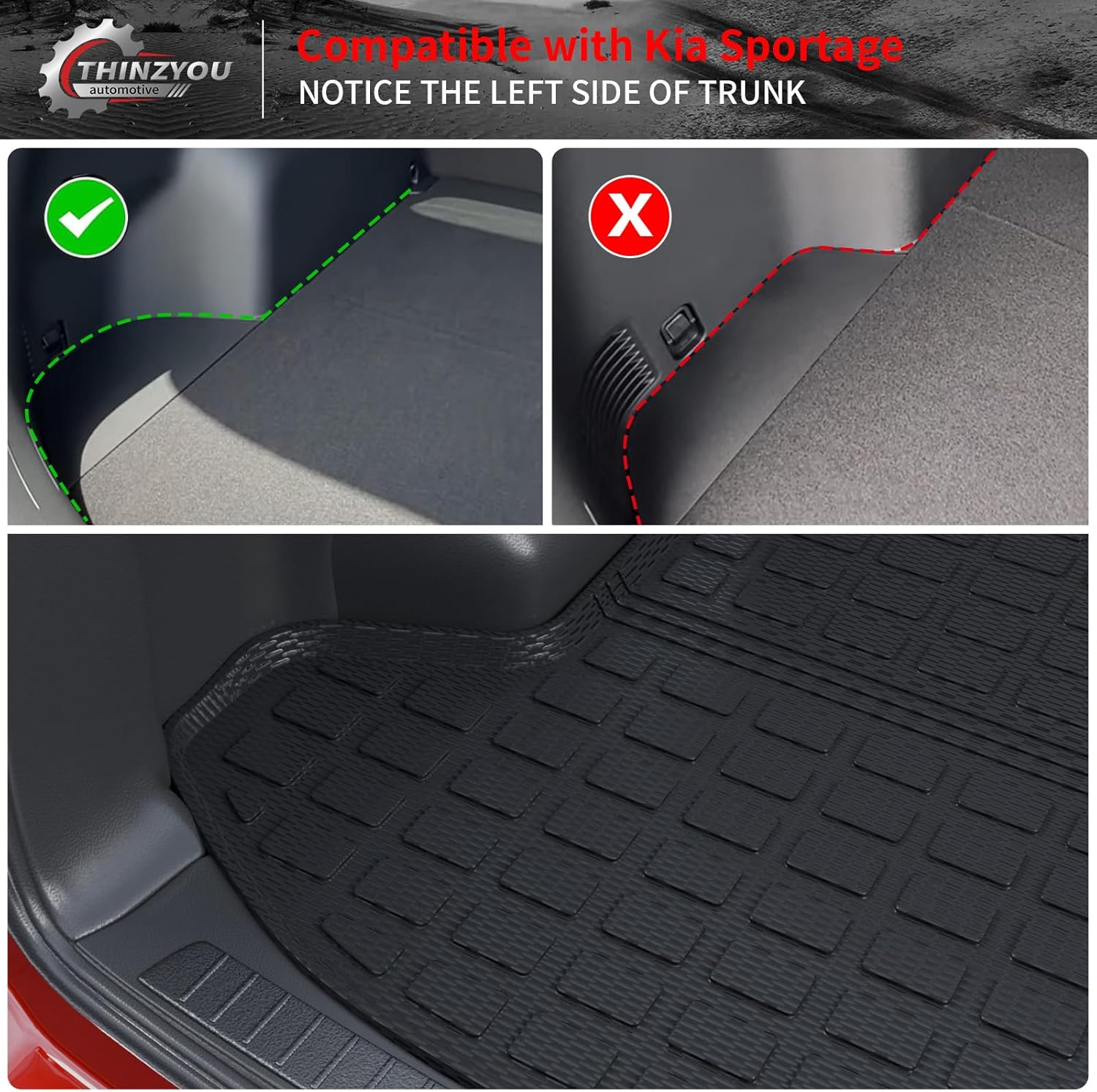 Floor Mats Compatible with 2023 2024 2025 2026 Kia Sportage Cargo Mat Cargo Liner TPE All Weather Back Seat Cover Protector 2025 Sportage Accessories (Trunk Mat+Backrest Mats+Floor Mats) - Image 4
