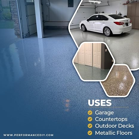 PerformanceDIY Better Full Kit Epoxy Floor Coating- Dark Gray Base with Gray Blend 1/4 flakes- Medium Flake Coverage, Covers 500 sq. ft.-For Garage,Basement,Patio,Commercial Floors,Concrete-Non-Toxic