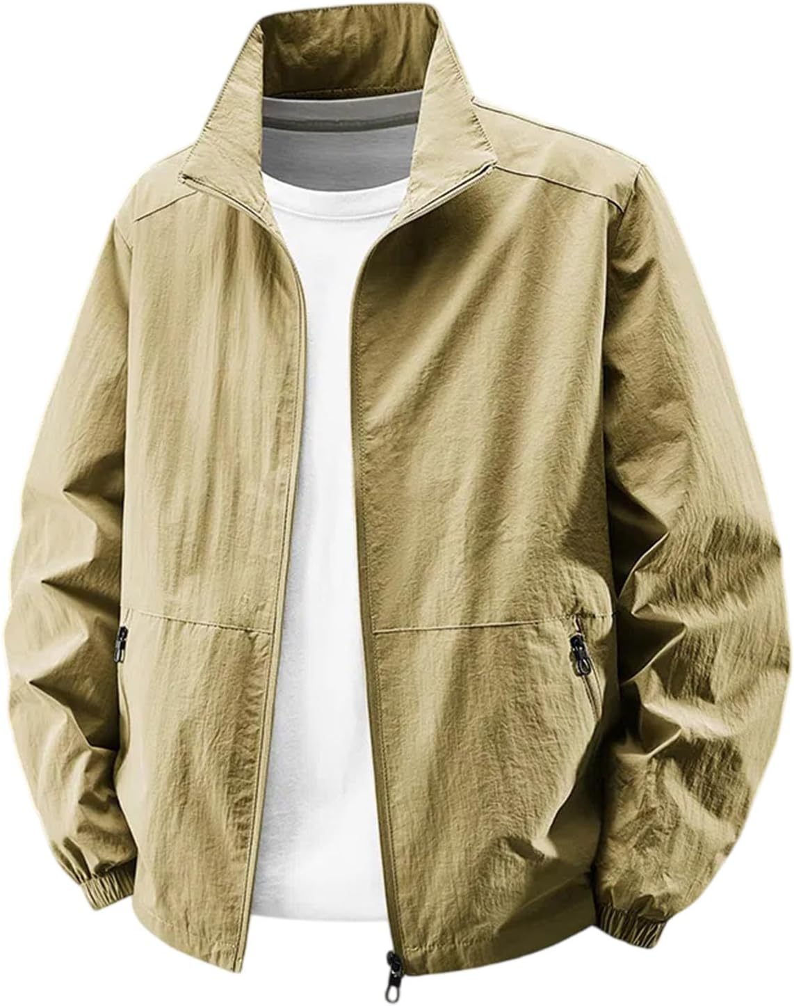 Ymosrh Men's Casual Jackets, Lightweight Water Resistant Raincoat Pullover for Running Training Windbreaker, M-3XL