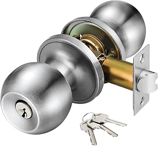 Entry Door Knob with Lock and Keys for Bedroom/Bathroom, Interior/Exterior Door Handle, Indoor/Outdoor Privacy Door Knob, Main/Front Door Handle Lock, Home Security, Poignee Porte Interieur/Exterieur - Amazon product rated Grade A