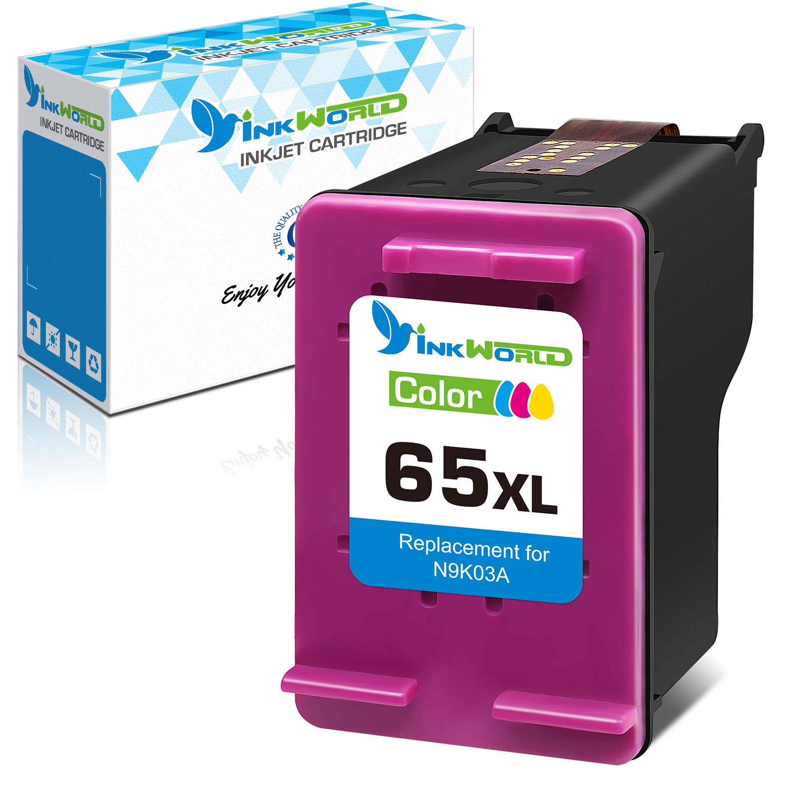 InkWorld Remanufactured 65XL Ink Cartridge Replacement for HP 65 Tri-Color for Envy 5052 5055 5012 5010 5020 5030 DeskJet 2600 2622 2640 2652 3700 3722 3755 3752 2635 2636 2655 AMP 120 100 (1 Color)