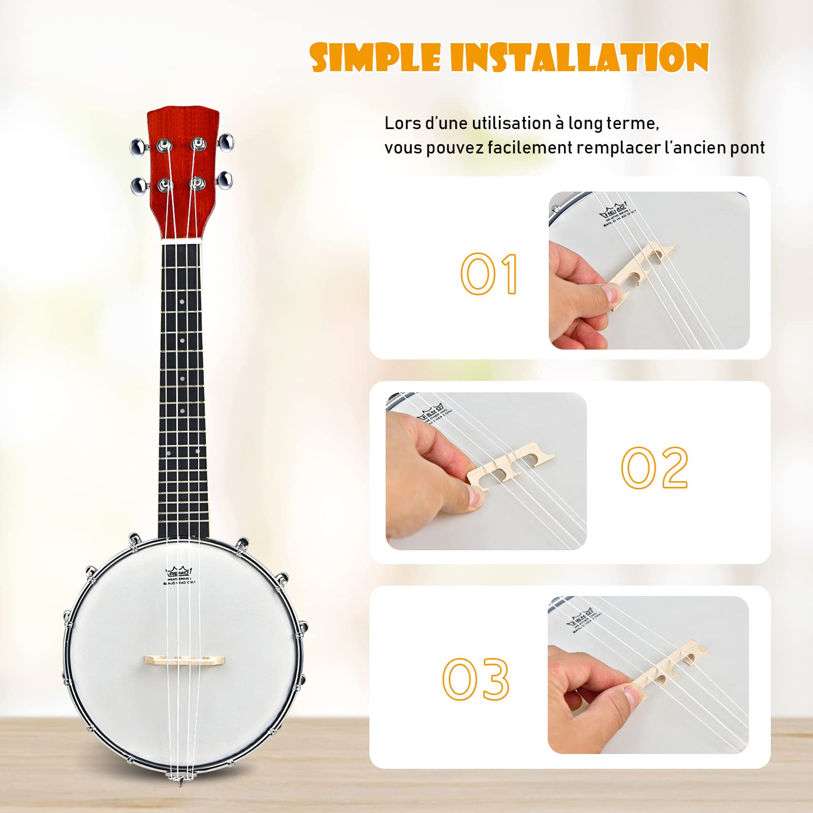 DREAMADE Banjo 4 Cordes 12 Supports avec Tambour Remo, Kit Banjolele Portable de Concert avec Accordeur & Sac de Transport, Instrument à Cordes pour Débutants, Amateur, Rouge