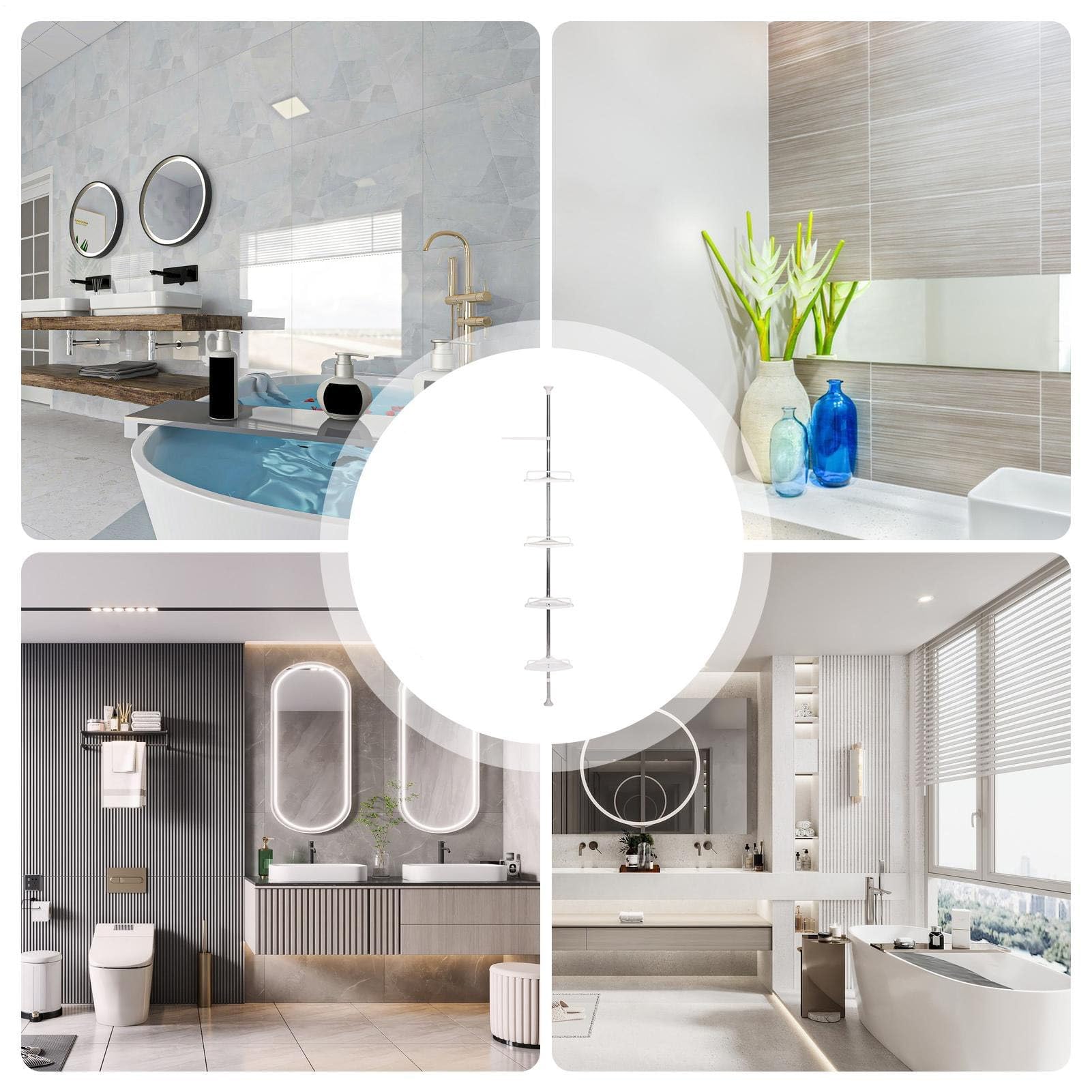 Estante esquinero de baño inoxidable de 25 x 25 cm, almacenamiento de acero inoxidable de varios niveles para ducha y baño, estante de esquina que ahorra espacio, accesorio de baño duradero