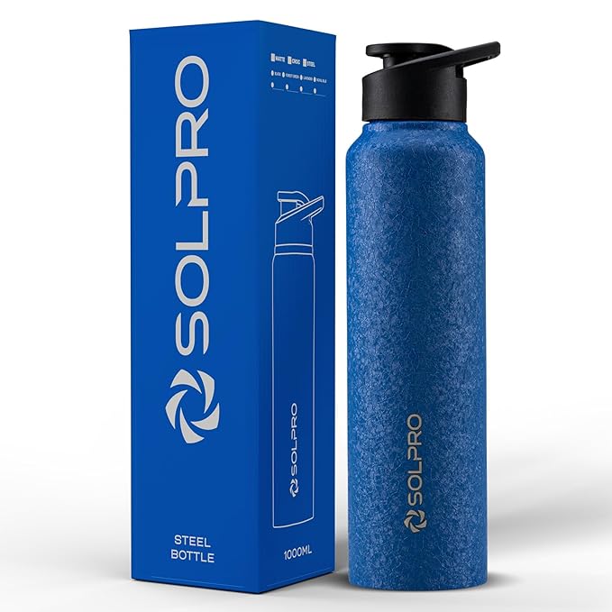 Phantom 1000mL Stainless Steel Bottle for Office,School,College,Travel,Gym,Yoga,Camping,Sports & Outdoor for Men,Women,Athletes,Kids,Children,Student, & Youth; Odor,Leak & BPA Free(Royal Blue)