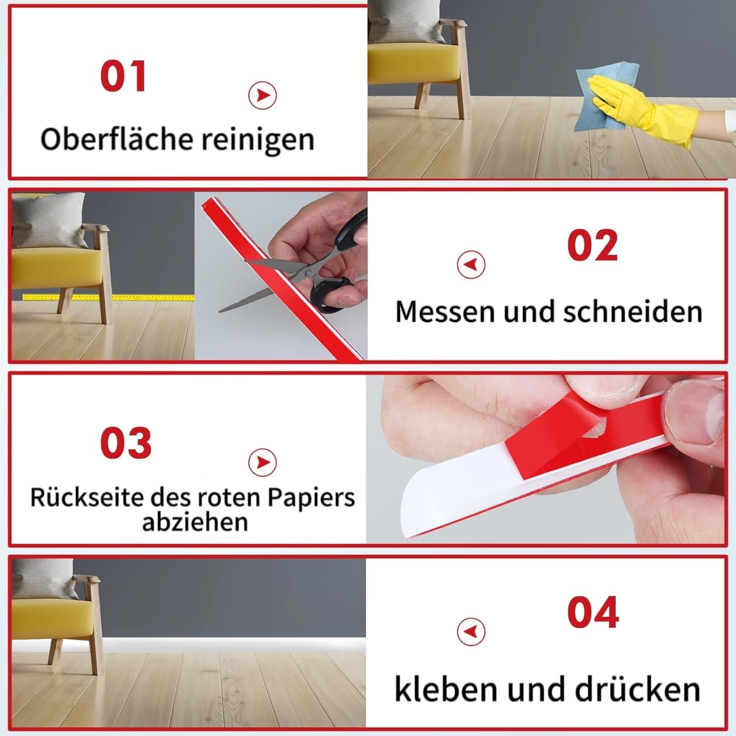 Flexible Viertelkreisform, Flexible Dekorformteile, Selbstklebende Wandformteile, doppelseitig Selbstklebende Flexible Formteile (Grau, 300cm)