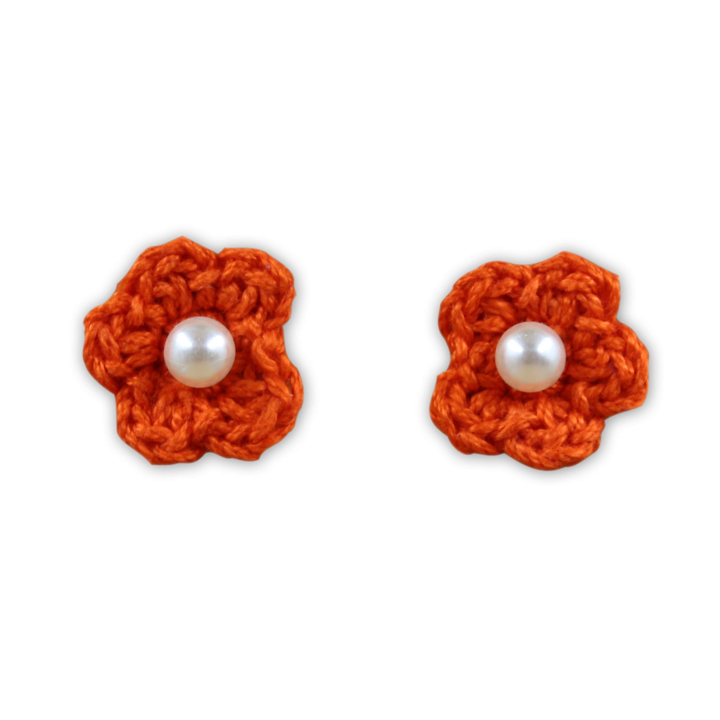 Prapti handicrafts Cotton Stud Thread Brass and Pearl Stud Earrings for Women & Girls, Orange (B08561GW9W) Amazon Price History, Amazon Price Tracker