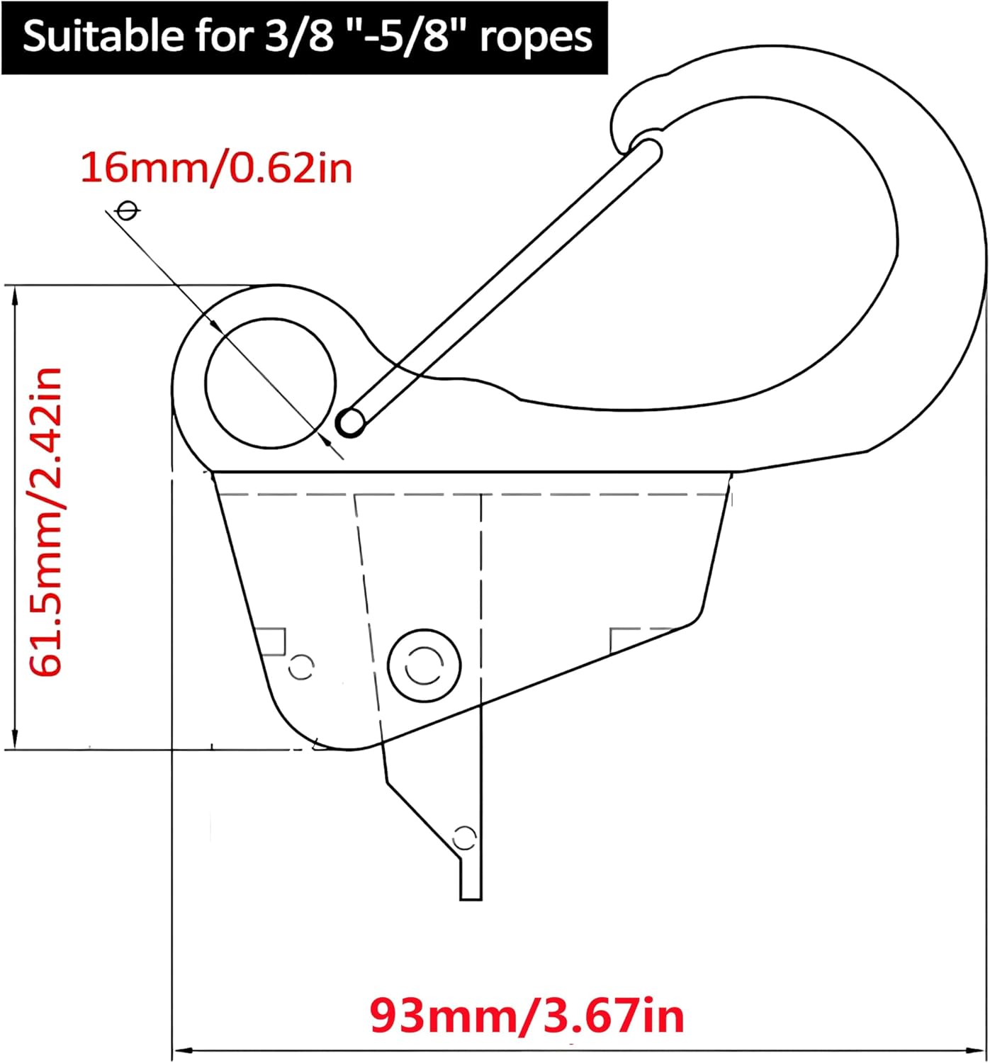 Boat Anchor Hook Sliding Hook,Stainless Steel 316 Knotless Anchor Hook Clips with Quick Release for 3/8'' - 5/8'' Rope
