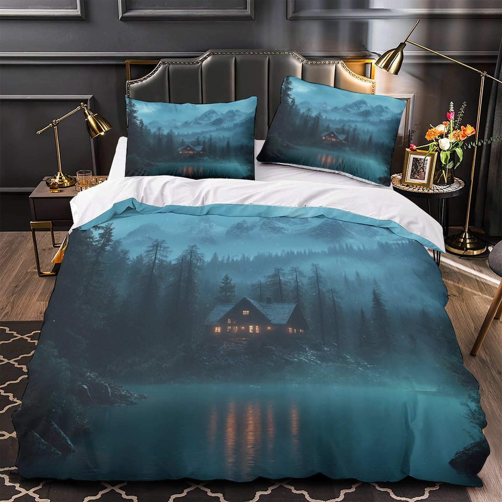 Parure de lit 140x200cm en microfibre avec housse de couette 3D