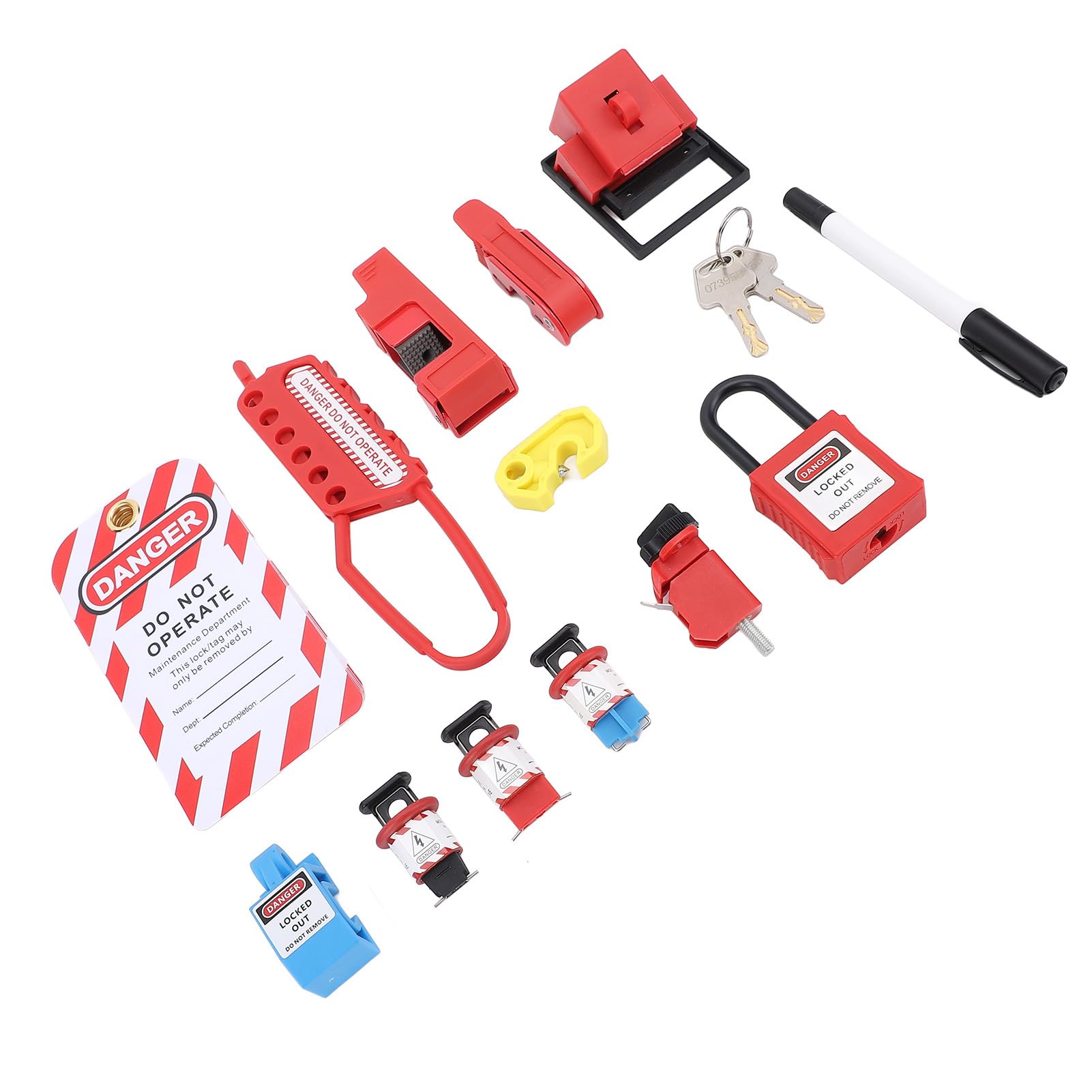 Hyuduo Kit de Bloqueo Eléctrico, Materiales No Conductores, Dispositivo de Bloqueo de Disyuntor con Cerrojo, Ideal para Seguridad de Maquinaria y Equipos Industriales