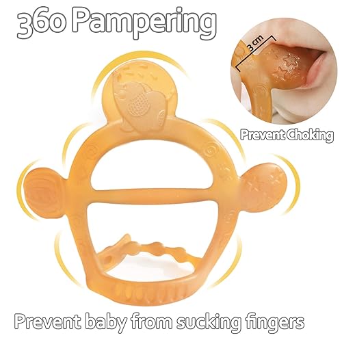 Miniatura 2 de HEORSHE - Paquete de 2 juguetes de denticiÃ³n para bebÃ©s de 3 a 6 meses, mordedores para bebÃ©s de 3 a 6 meses, molares de silicona ajustables para