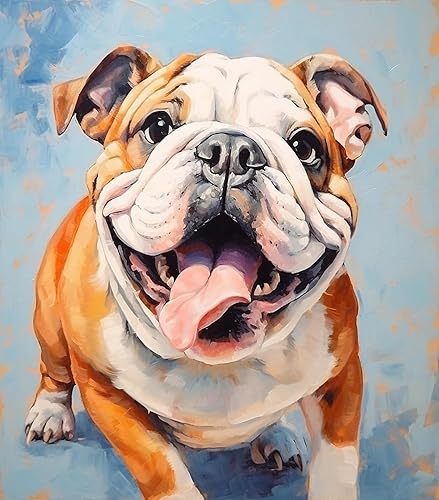 Miniatura 3 de ZMHZMY Pintura por números para adultos, Bulldog inglés, kits de pintura por números, pintura al óleo, lienzo de dibujo para decoración del hogar,