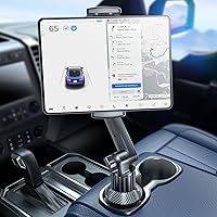 eSamcore Car Cup Holder Tablet Mount for iPad & Phones - 1.57" Deep Clamp, 15" Adjustable Height, Fits 6-12.9" Devices with Thick Cases