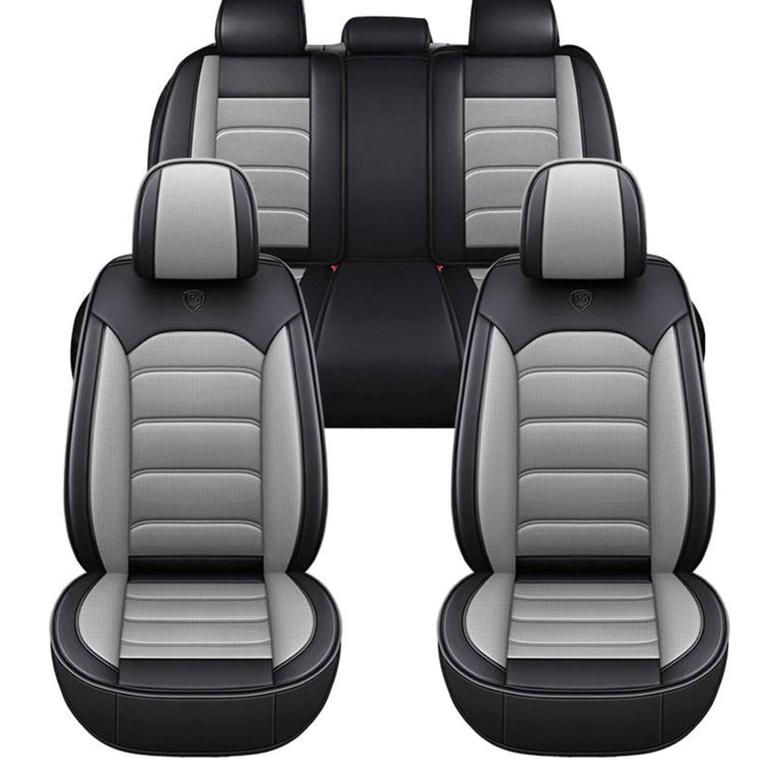 FIENZA Coprisedili per Auto per Peugeot 408, Antiscivolo Auto Set Completo di Coprisedili Traspirante 5 Posti Sedere Protezioni Sedili, Impermeabile Pelle Sedere Protezion(Gray)