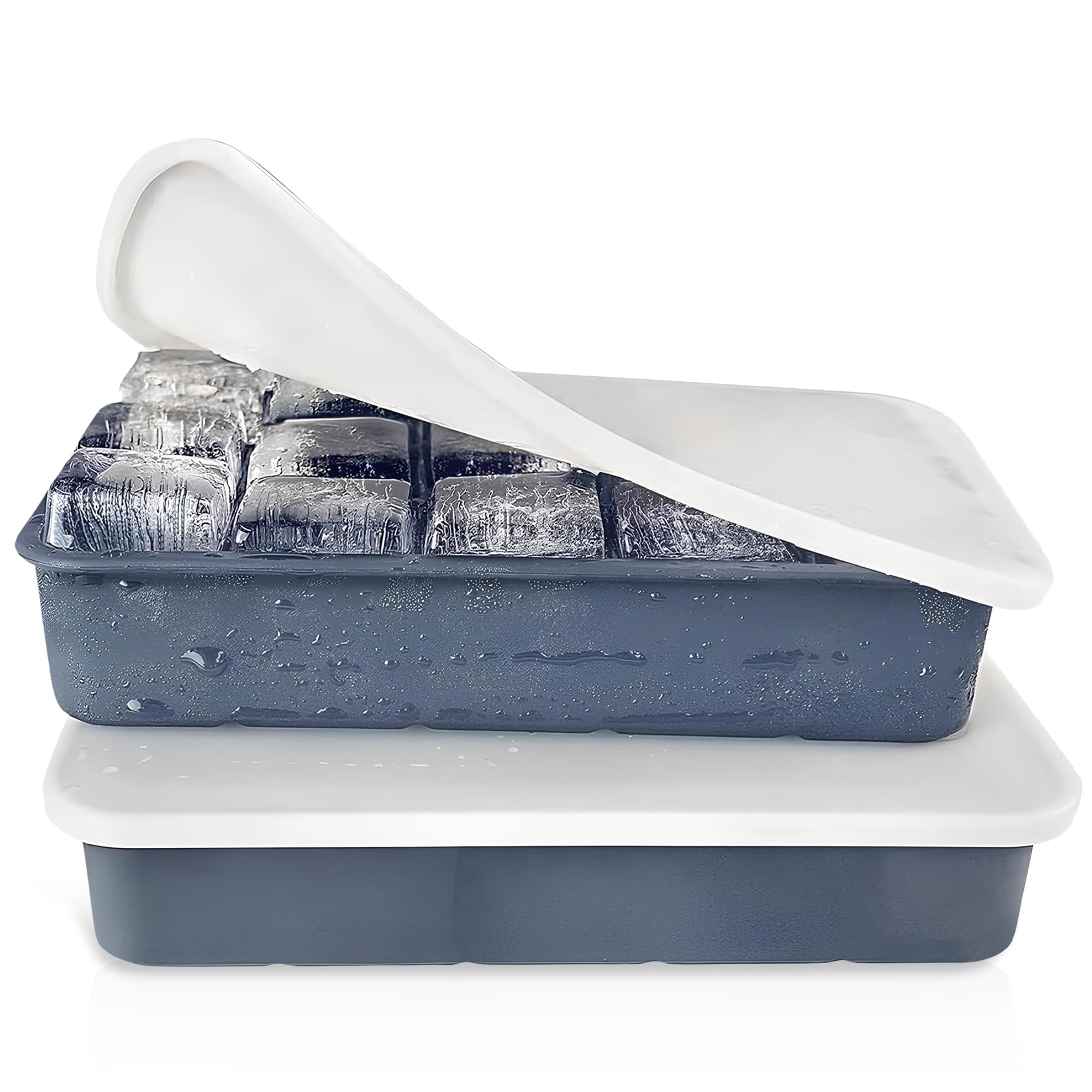 Ice Cube Tray 2 Pack, Silicone Freezer Trays with 30 Ice Cube Moulds, Durable Design with Lid (Grey) โ image 1
