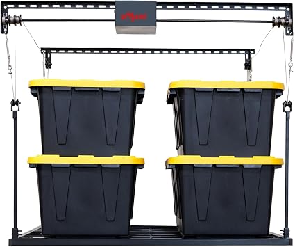 Origami Motorized Garage Ceiling Storage Rack, 52" x 25" Heavy-Duty Overhead Lift System with 250 lbs Capacity for Storing Decorations or Equipment