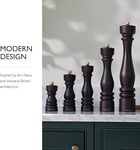 Miniatura 6 de Cole & Mason H233016 London - Molinillo de pimienta de madera de chocolate, mecanismo de precisión + carbono, molinillo de pimienta con molienda