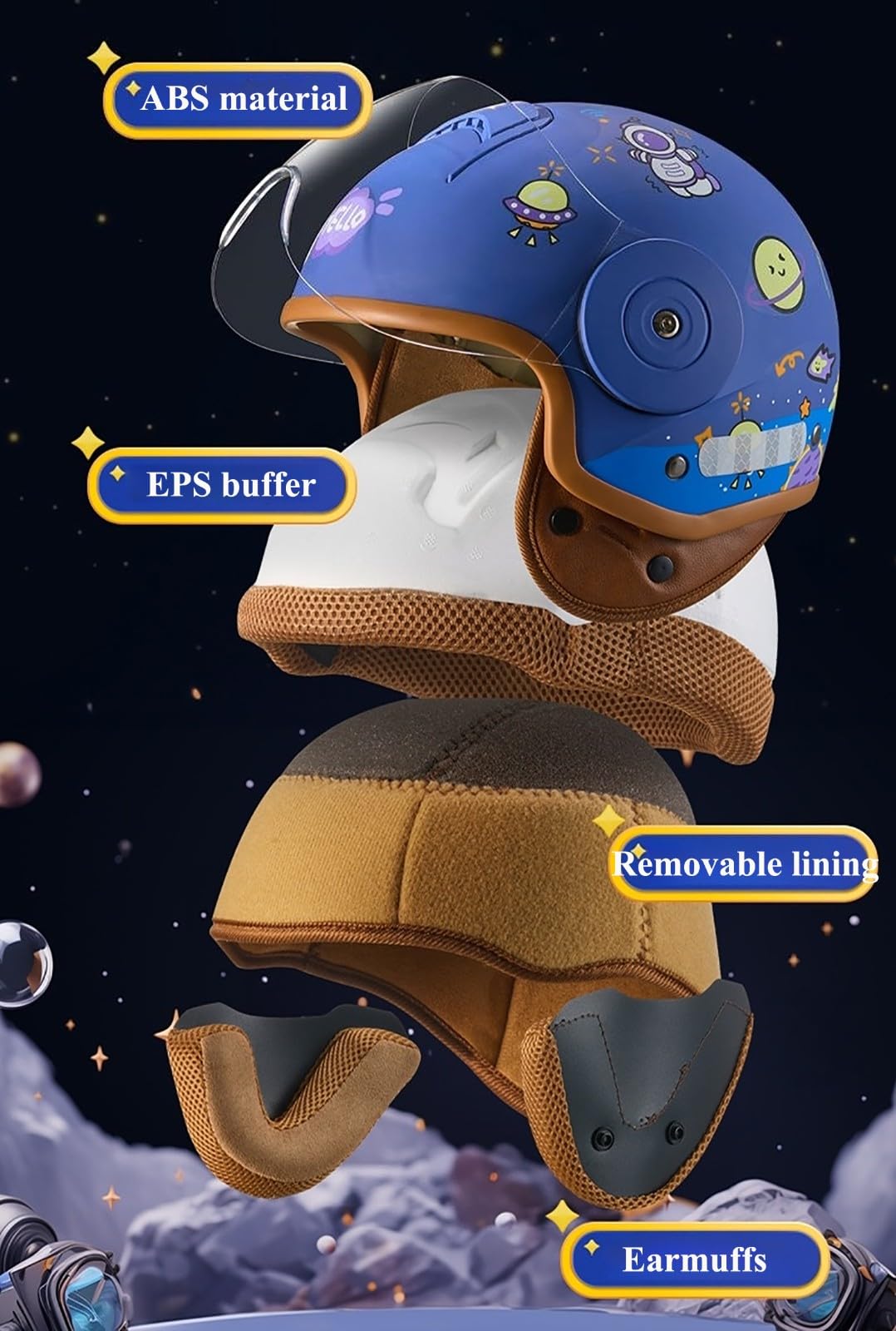 Casque De Moto Enfant, Casque De Trottinette Fille Mignon, Casque De Vélo Garçon, Casque Jet Ouvert avec Visière, Casque Enfant Réglable De 4 À 12 Ans