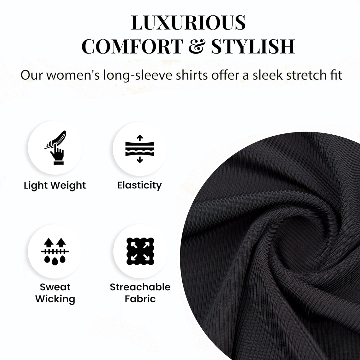 Common Stitch Women's Ribbed Long Sleeve Tops, Scoopneck Slim Fit Undershirts Knit Basic Casual Stretch Layering Tee Shirts - Image 5